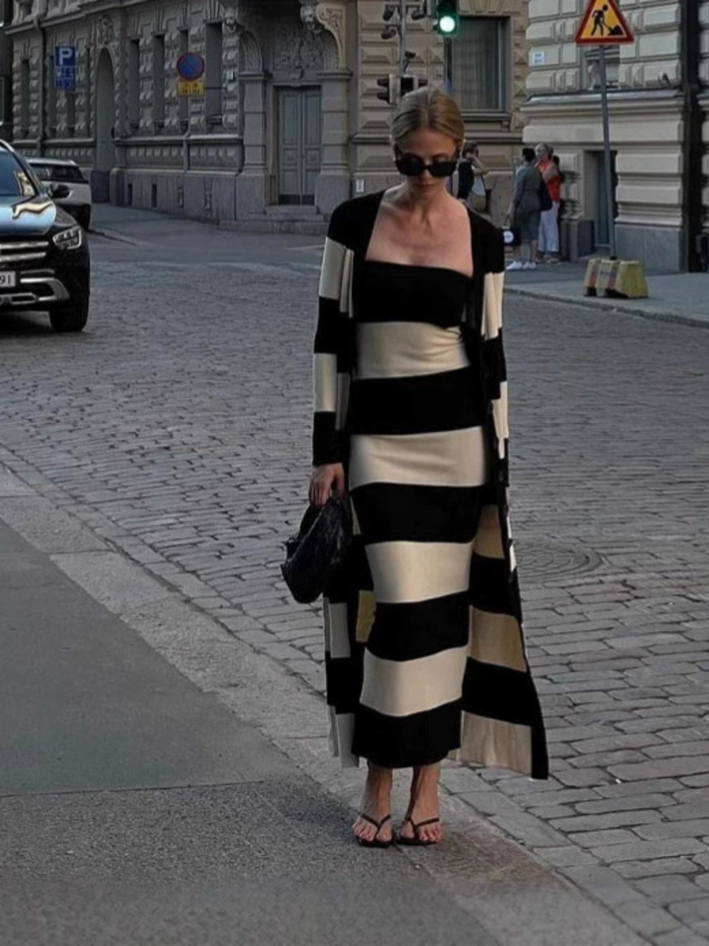 ZARA Spring Summer Sexy Fitted Bandeau Striped Long Dress